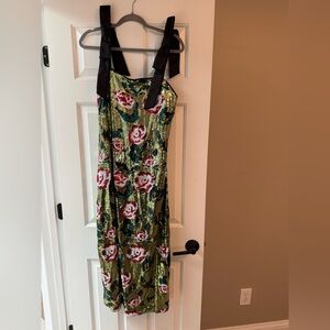 Sequin Floral Dress with Black Straps